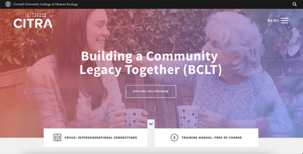 A screen capture of the BCLT website