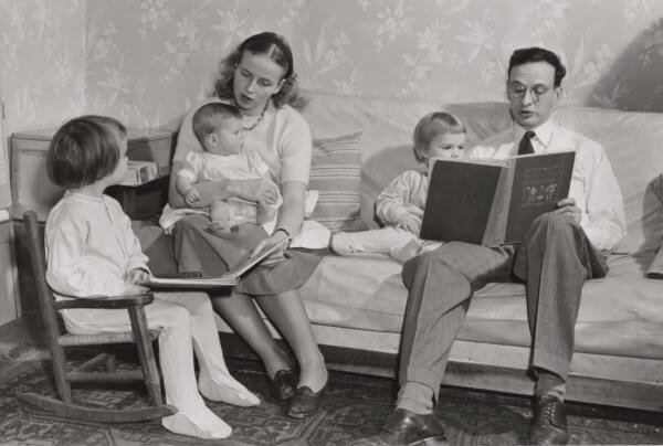family at home in the 1950s